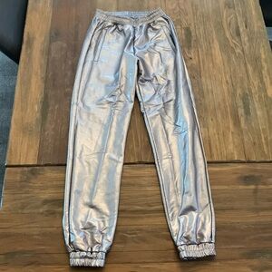Topshop Metallic Silver Jogger Pants